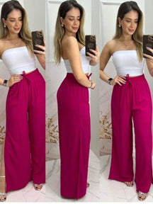 Calça Feminina Pantalona com forro com fenda - Tanzille