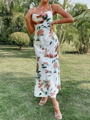 Vestido Feminino Estampado Frente Única e de Alça Boho - Tanzille