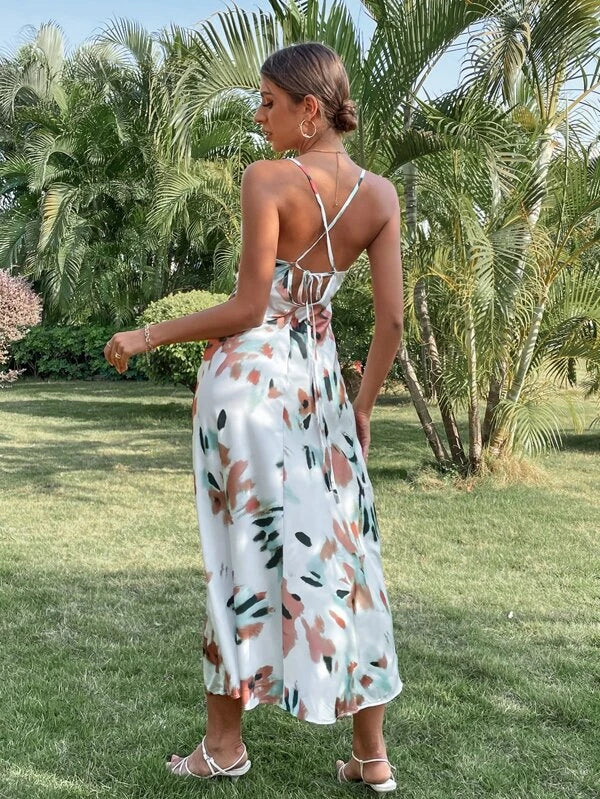 Vestido Feminino Estampado Frente Única e de Alça Boho - Tanzille