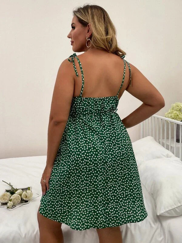 Vestido Feminino Plus Size Soltinho Florzinha com Cinto Vogue - Tanzille