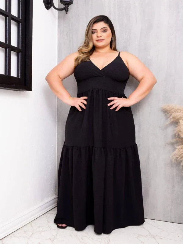 Vestido Feminino Longo Plus Size Mademoiselle - Tanzille