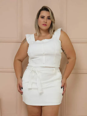 Conjunto Feminino Cropped e Short Saia Plus Size Chérie - Tanzille