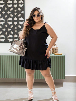 Vestido Feminino Plus Size Fresquinho Alça Ajustável Festa Mademoiselle - Tanzille