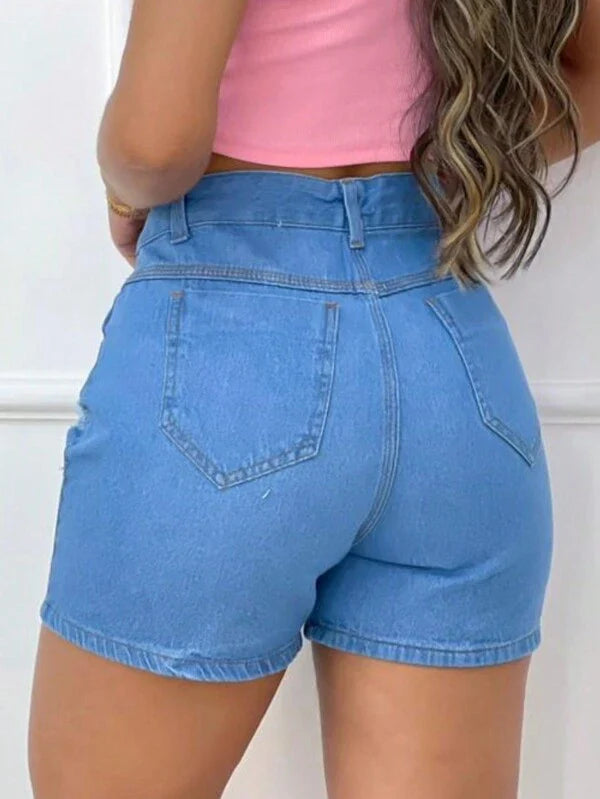 Short Feminino Cintura Alta Jeans - Tanzille