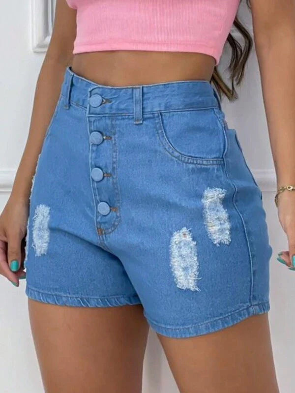 Short Feminino Cintura Alta Jeans - Tanzille