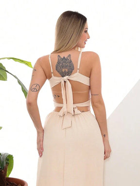 Vestido Feminino longa com Fenda de Alça - Tanzille