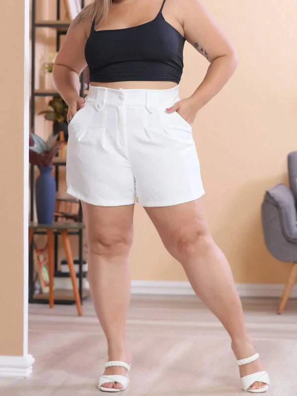 Short Feminino Alfaiataria Plus Size Élegance - Tanzille