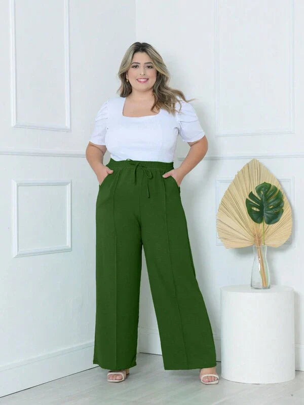 Calça Feminina Pantalona Plus Size Élegance - Tanzille