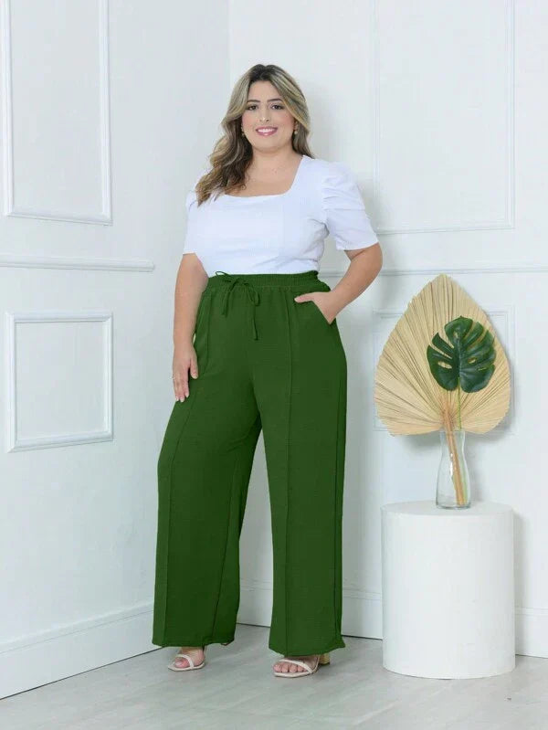 Calça Feminina Pantalona Plus Size Élegance - Tanzille