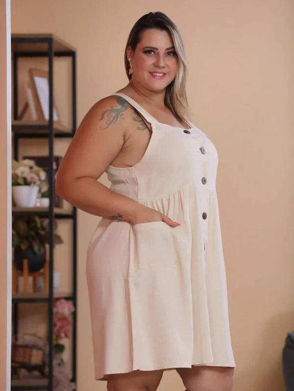 Vestido Feminino Moda Plus Size com Bolso Revê - Tanzille