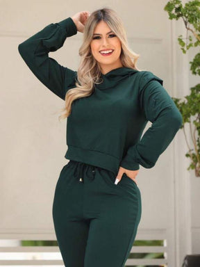 Conjunto Feminino Moletinho Calça e Blusa Com Capuz Cintia - Tanzille