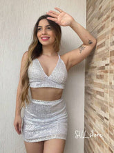 Conjunto Feminino Look com Decote e Brilho Sexy - Tanzille