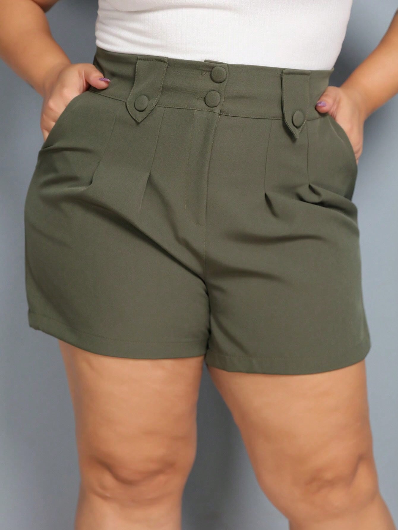 Short Feminino Alfaiataria Plus Size Élegance - Tanzille