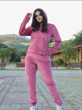 Conjunto Feminino De Inverno em mini Veludo e moletinho Margarida - Tanzille