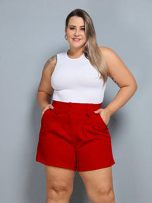 Short Feminino Alfaiataria Plus Size Élegance - Tanzille