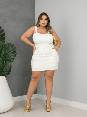 Conjunto Feminino Plus Size Cropped com Bojo e Saia Short Vogue - Tanzille