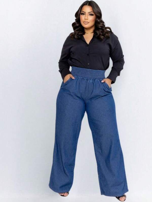 Calça Feminina Plus Size Elástico e Bolso Confortável Vogue - Tanzille