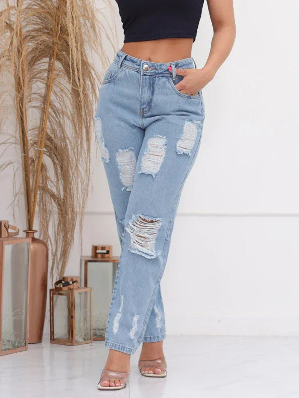 Calça Feminina Jeans Estilo Rasgos - Tanzille