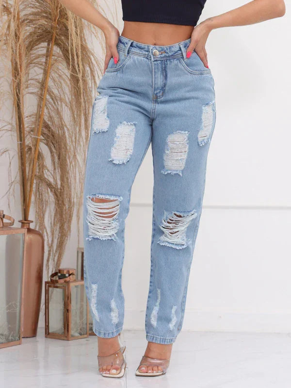 Calça Feminina Jeans Estilo Rasgos - Tanzille